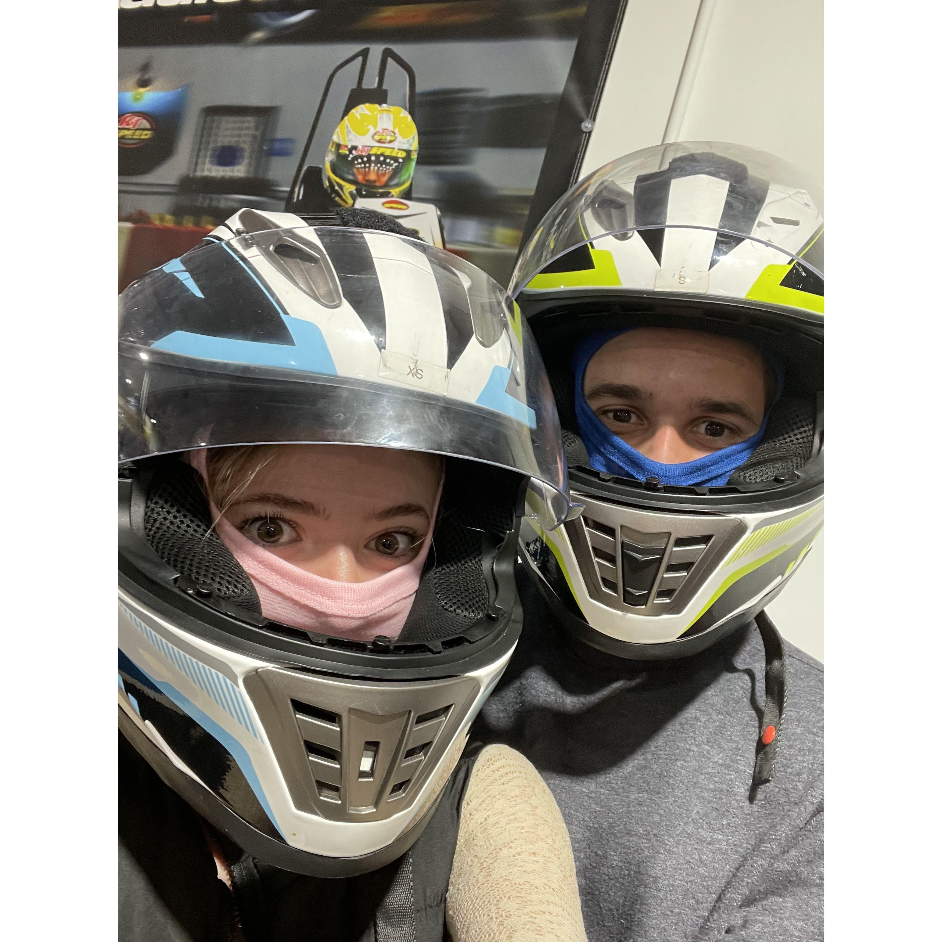 Julian's birthday we went and drove go karts!