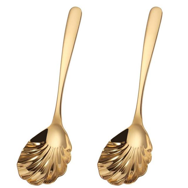 Mafier Large Serving Spoon, Stainless Steel Catering Serving Utensils for Party Buffet Dinner Banquet Cooking Kitchen Basics,Dishwasher Safe(Gold)