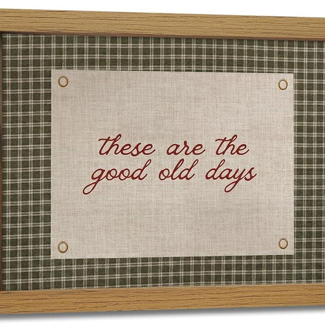 Msvenors Framed These Are The Good Old Days Wall Art, Vintage Cottagecore Gingham Canvas Wall Decor, Inspirational Quote Pictures, Rustic Home Decor for Dining Room Kitchen Living Room Bedroom 8x10in