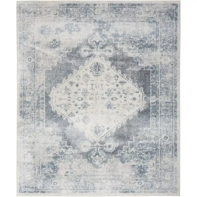 Nourison Astra Machine Washable Vintage Persian Indoor Rug Blue/Ivory 9' x 12'