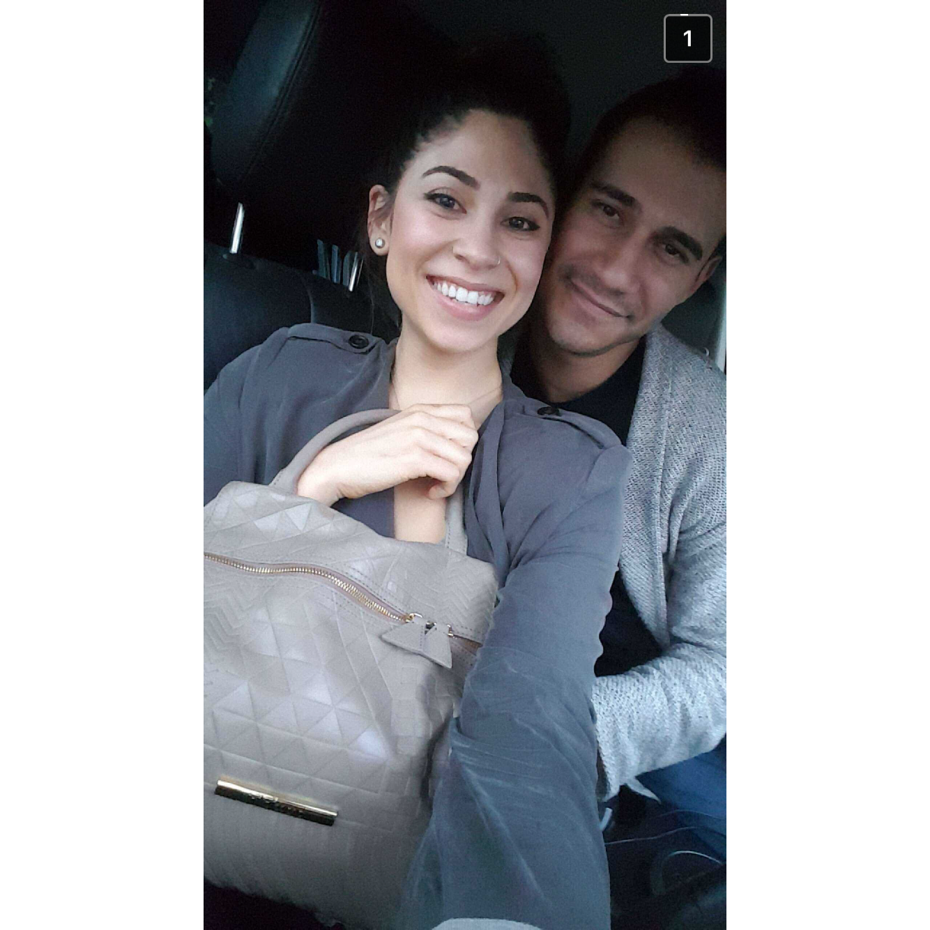 First photo together! Hector flew back to LA from Dubai, and bought this purse with probably his whole checking account at that time! lol! Later that day the officially decided to start dating!