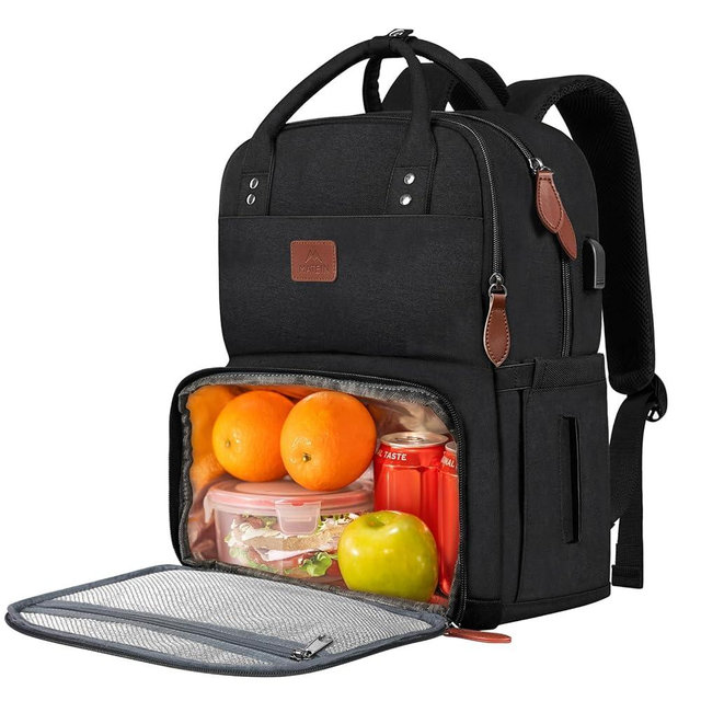 MATEIN 17 Inches Lunch Backpack, Extra Large Lunch Box with Insulated Cooler Compartment, Water Resistant Laptop Backpack with USB Charging Port for College Work Picnic Beaches