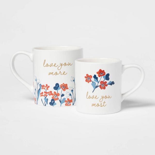 16oz 2pk Stoneware Love You More and Love You Most Mugs - Threshold™