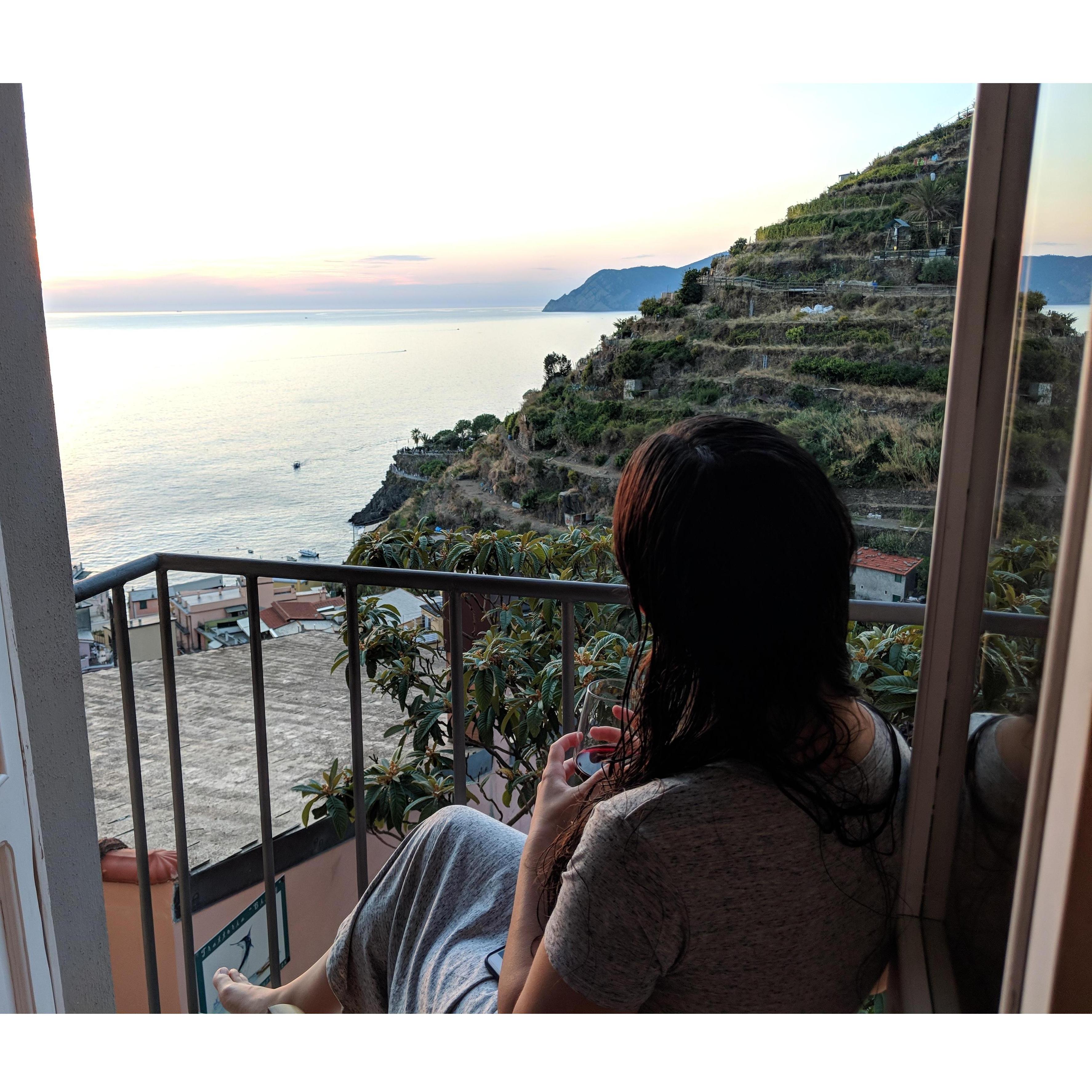 This balcony in Italy is where Nik proposed!