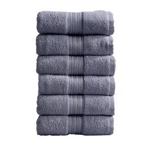 100% Cotton Quick-Dry Everday Towel Set - Great Bay Home (6 Pack Hand Towels, Chambray Blue)