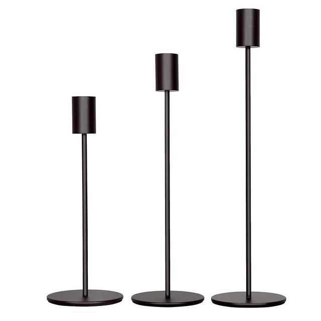 zeochyni Matte Black Candlestick Holders Set of 3, Decor Taper Candle Holder for Wedding, Dinning, Party,Fits 3/4 Inch Thick Candle