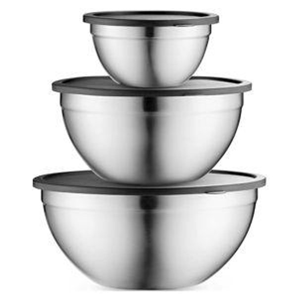Mixing Bowls with Airtight Lids, Stainless Steel Nesting Bowl Set for Space Saving Storage, Ideal for Cooking, Baking, Prepping & Food Storage