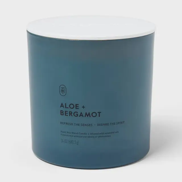 3 Wick Glass Aloe and Bergamot Jar Candle 24oz - Threshold™