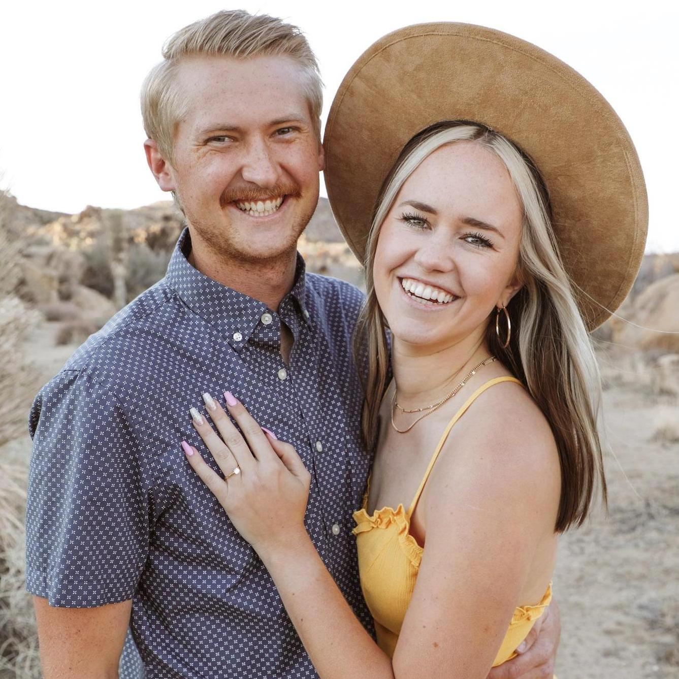 During their engagement trip, Ross surprised Erica by having Irlanda meet them in Joshua Tree National Park to take their engagement photos.