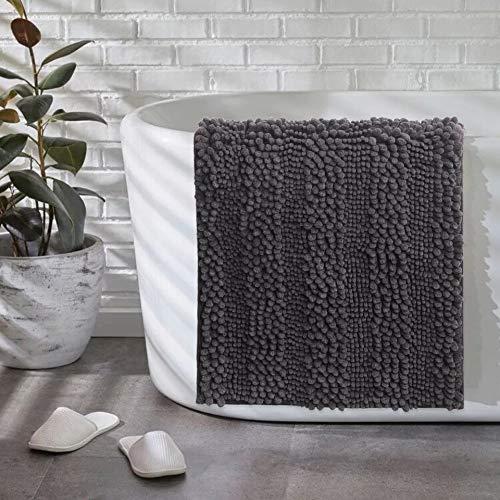 Bath Mats for Bathroom Non Slip Luxury Chenille Shaggy Bath Rugs Absorbent Non Skid Fluffy Soft Shaggy Rugs Washable Dry Fast Plush Area Carpet Mats for Indoor, Bath Room, Tub (20" x 32", Dark Gray)