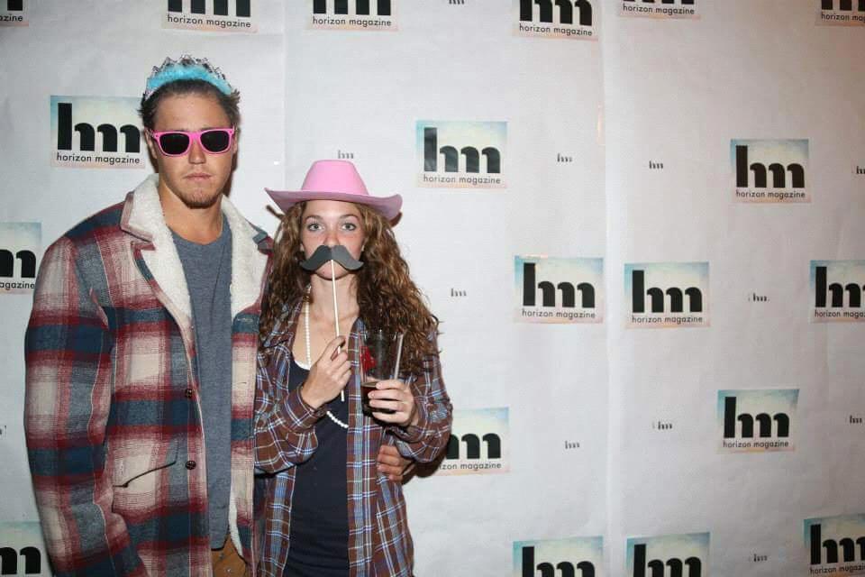 At an event to support the college magazine