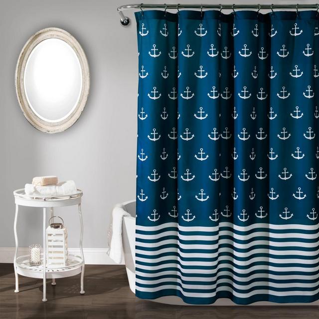 72"x72" Anchor Shower Curtain Single Navy - Lush Décor