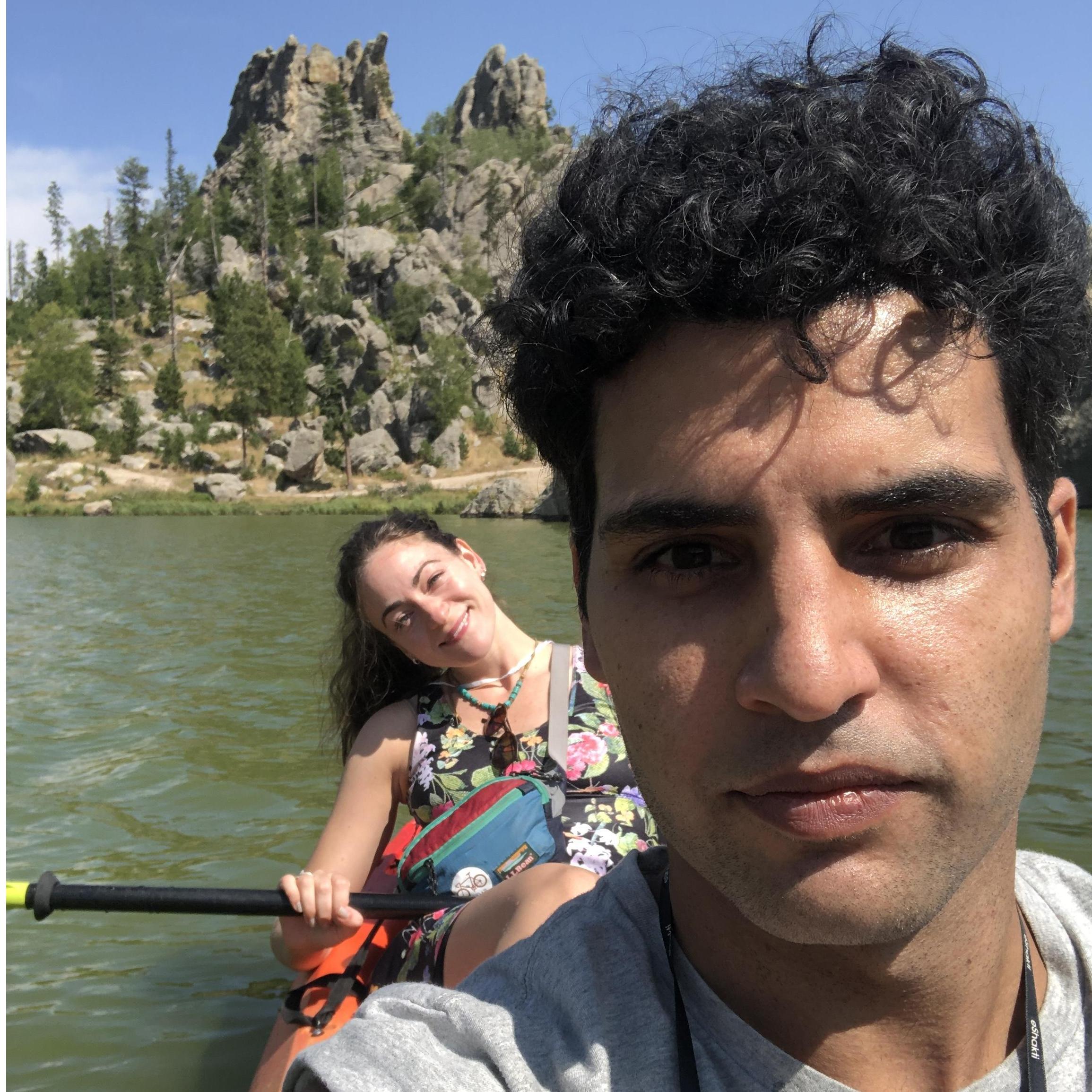 South Dakota kayaking on our epic American Road Trip in 2020. We love kayaking when we travel, where it be in a city river (like in Austin, TX) or in a state park.