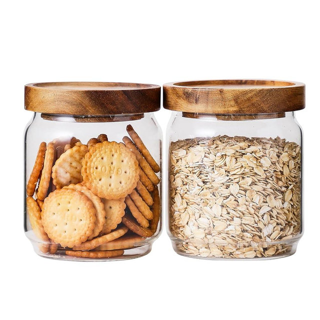 BaoFull Glass Jar with Lid 3.54 Inch Wide, 15 OZ Small Airtight Food Storage Containers Glass Set for Coffee Beans| Sugars| Candy, 2 Pack