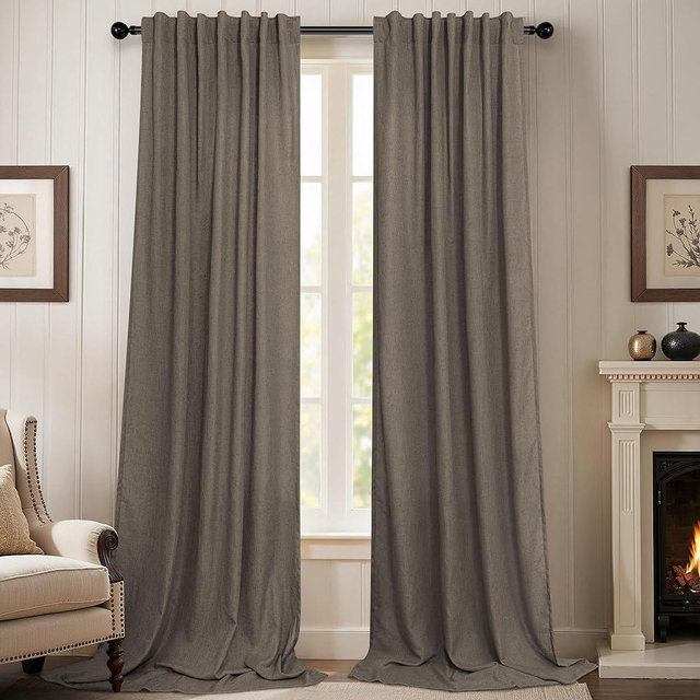 96 Inch Long Dark Brown Living Room Curtains for Window Treatments Back Tab Elegant Modern Farmhouse Style Light Soft Linen Sheer Bedroom Curtains & Drapes 96 Length 2 Panel Sets Chocolate Cappuccino