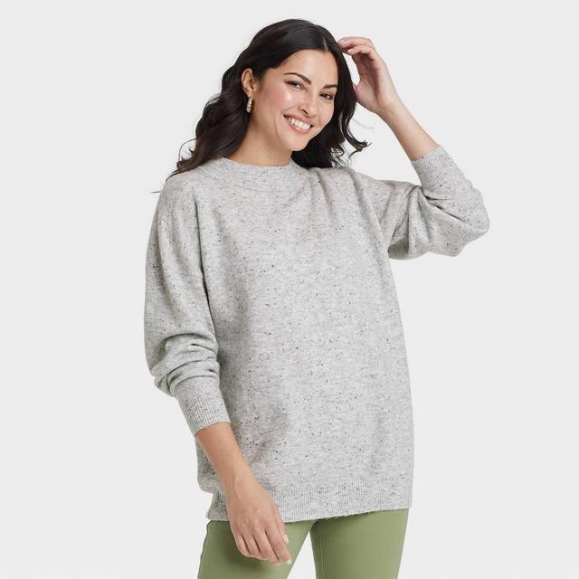 Women's Slouchy Mock Turtleneck Pullover Sweater - A New Day™ Gray M
