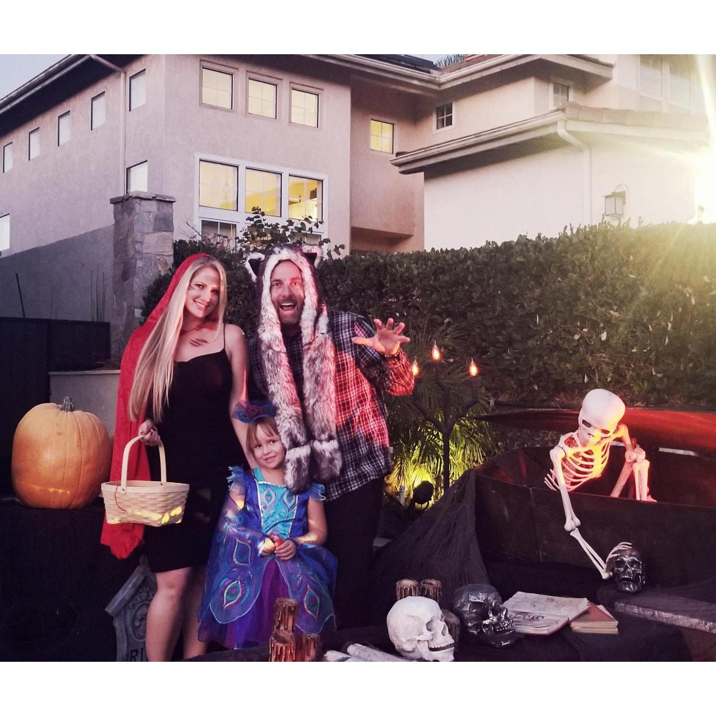 Halloween, 2019 Alana was the Little Red Riding Hood, Daniel was the Big Daddy Wolf, and Brielle was a Beautiful Peacock.