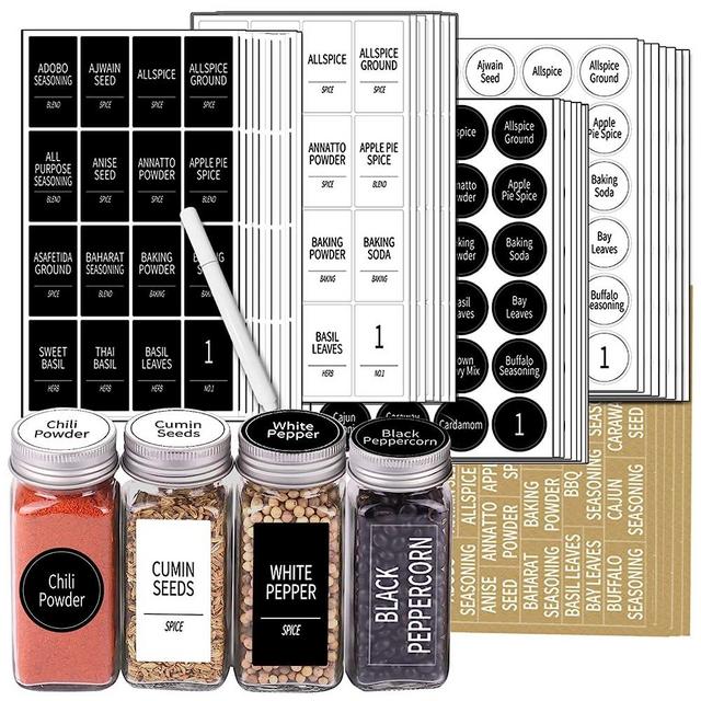 SWOMMOLY 892 Spice Jar Labels in 5 Different Types of Spice Labels with Chalk Marker Set.800 Printed Spice Labels with 92 Extra Write-on Labels Stickers for DIY, Waterproof & Tear-Resistant.