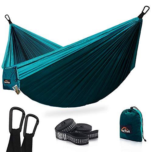 AnorTrek Camping Hammock, Super Lightweight Portable Parachute Hammock with Two Tree Straps (Each Two Loops), Single & Double Nylon Hammock for Camping Backpacking Travel Hiking