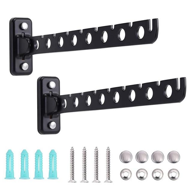 Laundry Hanger Dryer Rack Folding Wall Mount Clothes Hanger Laundry Room Clothes Hanger Wall Mounted Clothes Hanger Black Wall Hangers for Clothes Stainless Steel Laundry Hangers Wall Mount 2 Pack