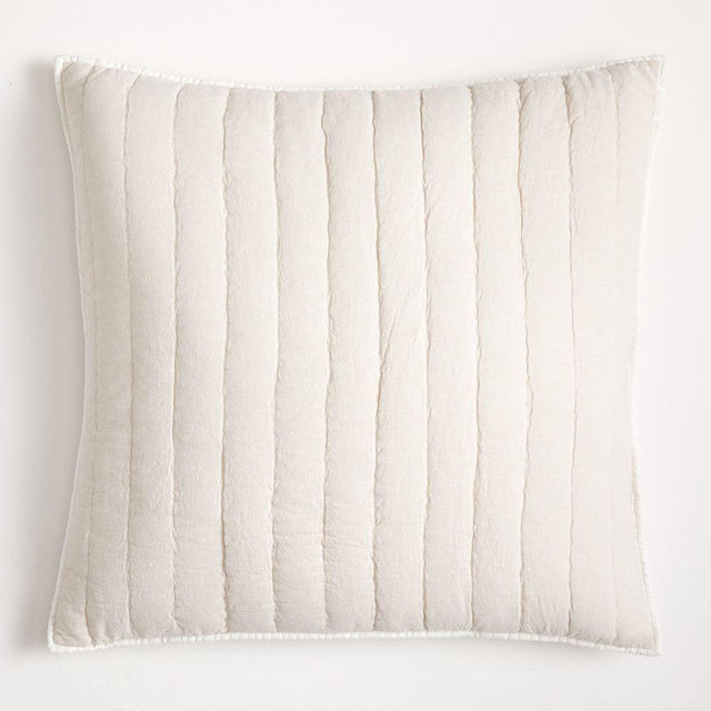 European Linen Cotton Pick Stich Euro Sham, White