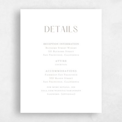 Grey Simple Wedding Enclosure - Sidney Letterpress