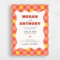 Pink Wedding Invitation - Vibrante Portrait