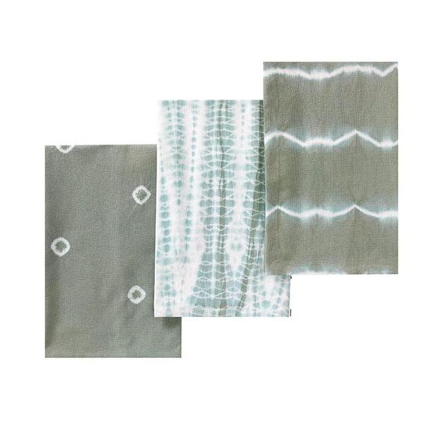 Folkulture Kitchen Towels or Dish Towels for Drying Dishes, 20x26 Inches Decorative Tea Towels with Hanging Loop or Hand Towels for Farmhouse, 100% Cotton Flour Sack Towels, Set of 3, Indie Sage