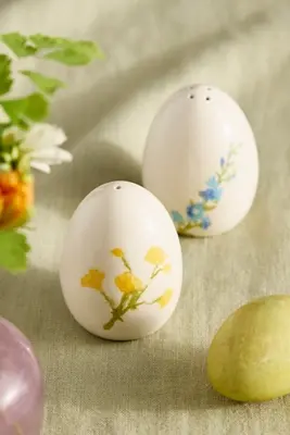 Colorful Floral Egg Salt + Pepper Shakers