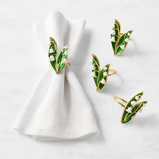 Cloisonné Lily Napkin Rings, Set of 4