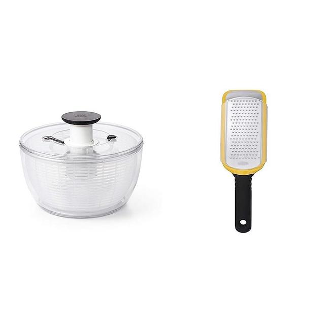 OXO Good Grips Large Salad Spinner - 6.22 Qt., White & Good Grips Etched Medium Grater, Yellow