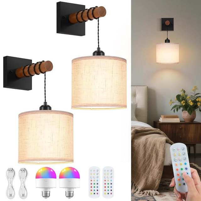 NookNova Battery Operated Wall Sconces Set of 2, 8000mAh Rechargeable Sconce RGB 15 Colors Dimmable Wall Sconce Wireless Battery Powered Sconces Decor Wall Lights for Living Room Bedroom Black