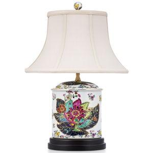 Tobacco Leaf Porcelain Oval Jar Lamp