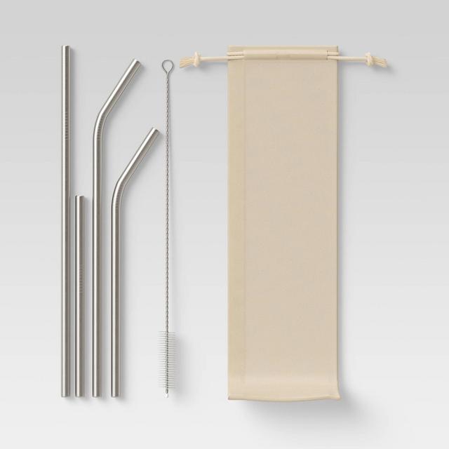 Stainless Steel Straw 12pc Set (10pc Straws, 1pc Brush, 1pc Canvas Pouch)- Room Essentials™