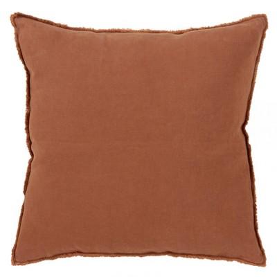 Down Filled Fringed Design Linen Pillow Terracotta - Saro Lifestyle