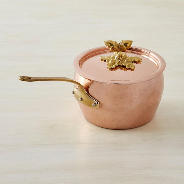 Ruffoni Historia Hammered Copper Sauce Pot with Acorn Knob, 2 1/2-Qt.