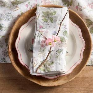 Botanical White Linen Napkins, Set of 2
