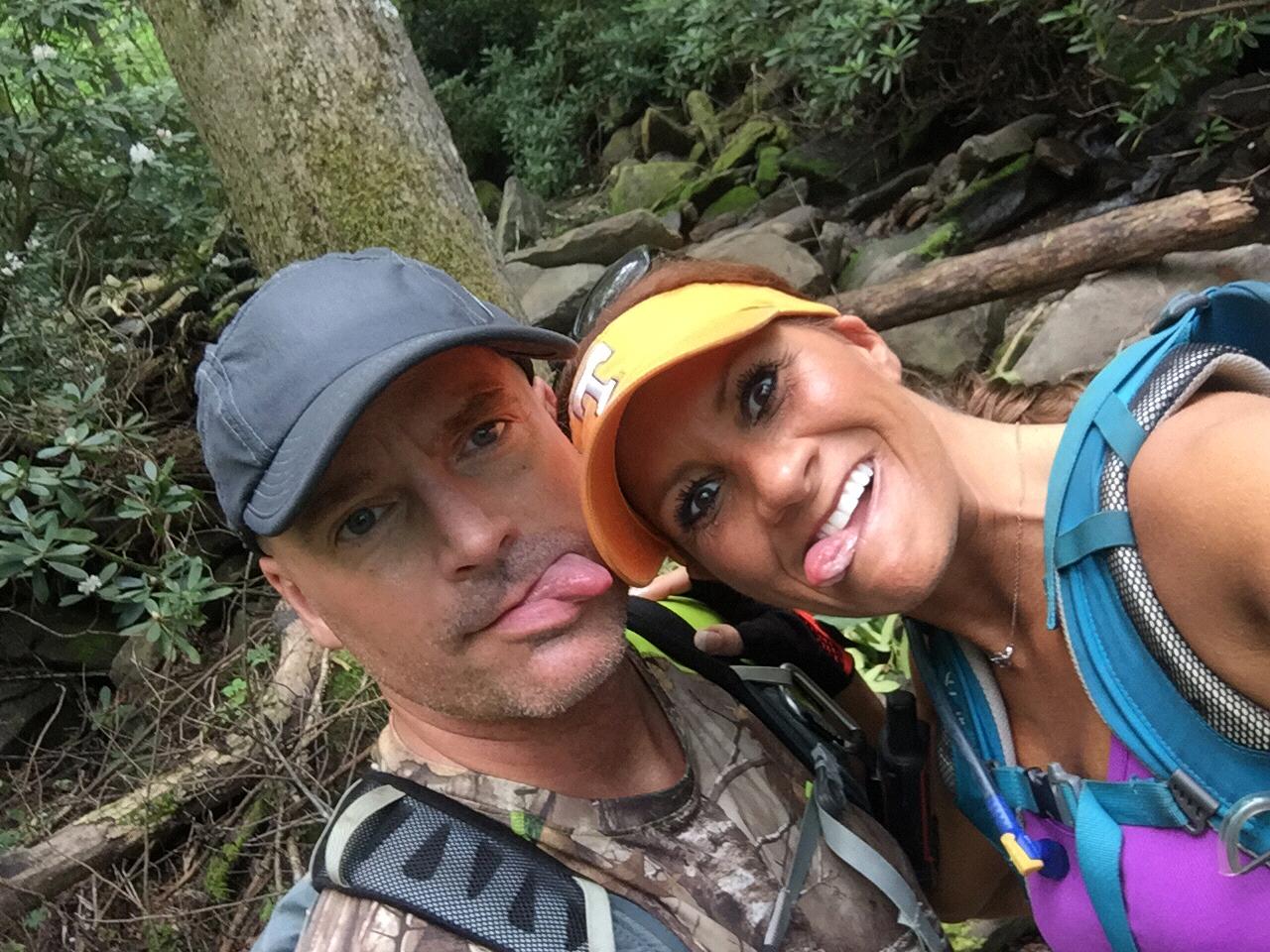 Being silly in the woods and living our best lives together.