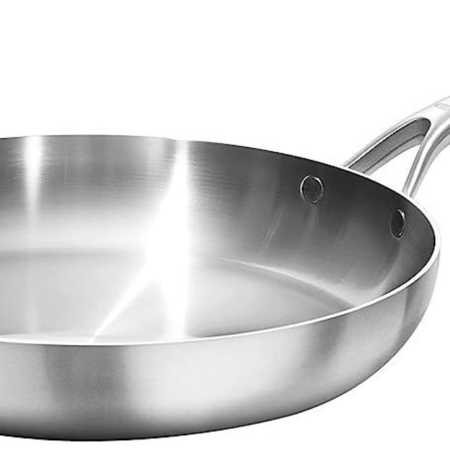 OXO Mira Tri-Ply Stainless Steel, 12" Frying Pan Skillet, Induction, Multi Clad, Dishwasher and Metal Utensil Safe
