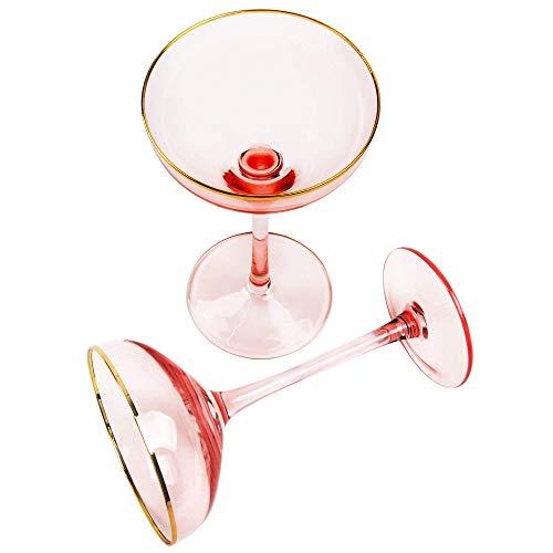 REAWOW Champagne Coupe Dessert Cup Classic Tower Design Crystal Glasses Creative Unique Gift Set of 2 …