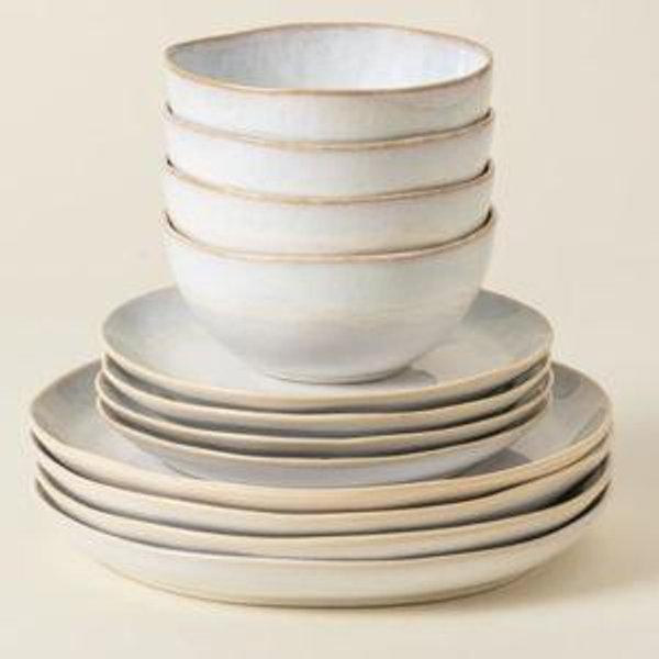 12-Piece Dinnerware Set with Bowl (Salt White)