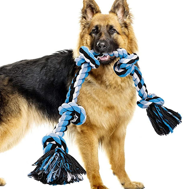 BMAG Dog Rope Toys for Aggressive Chewers, Interactive Heavy Duty Dog Toys for Medium Large Dogs, Tough Twisted Rope Toy with 5 Knots