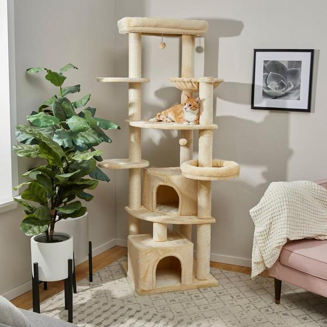 FRISCO 76-in XXL Heavy Duty Cat Tree, Cream - Chewy.com