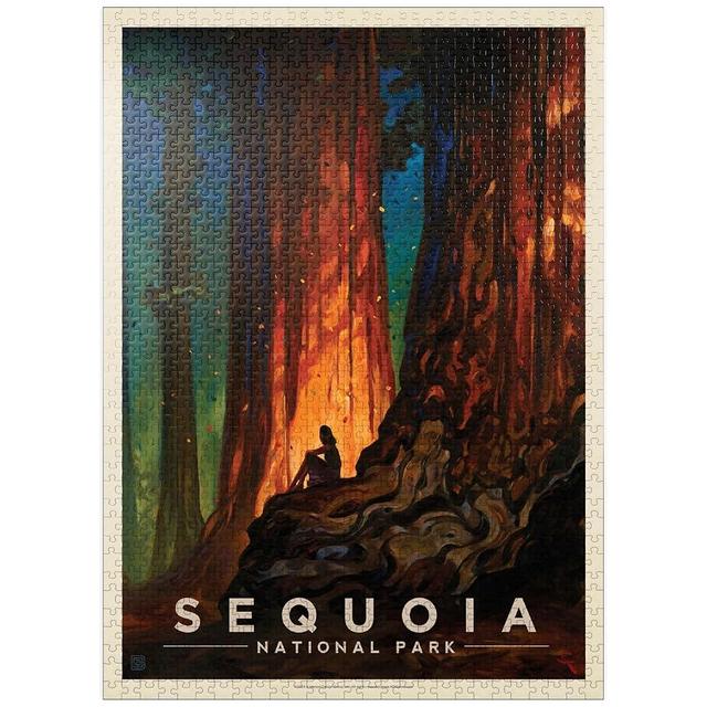 MyPuzzle Sequoia National Park: Nature's Cathedral, Vintage Poster - Premium 1000 Piece Jigsaw Puzzle for Adults