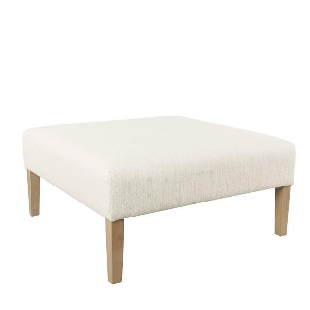 Square Coffee Table Ottoman Stain Resistant Woven Cream - HomePop