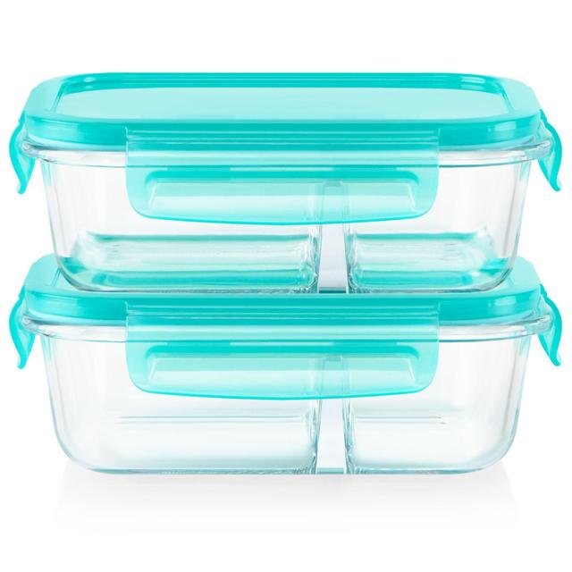Pyrex®MealBox™ 4-piece 2.1-cup Divided Glass Food Storage Set
