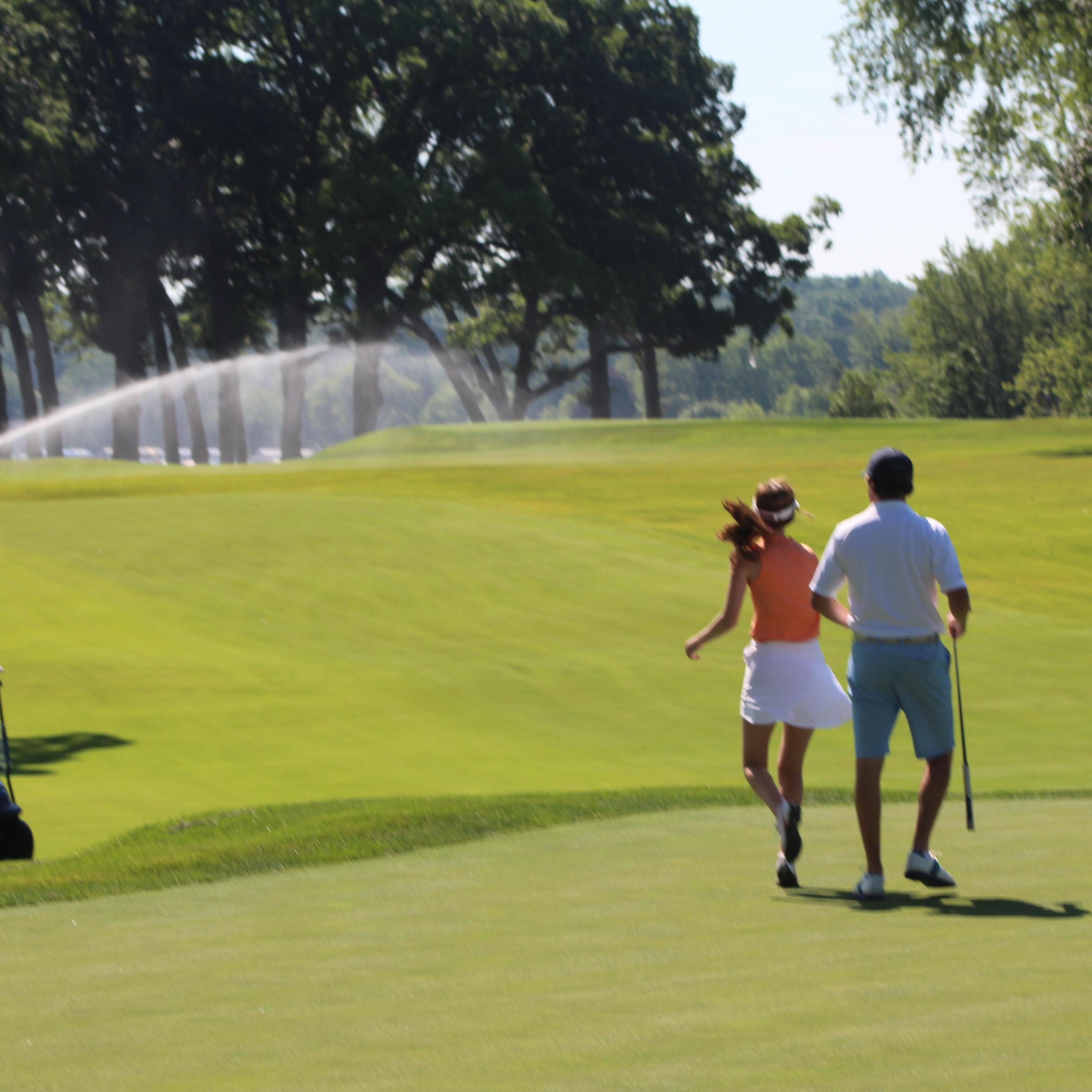 Skipping off the green!