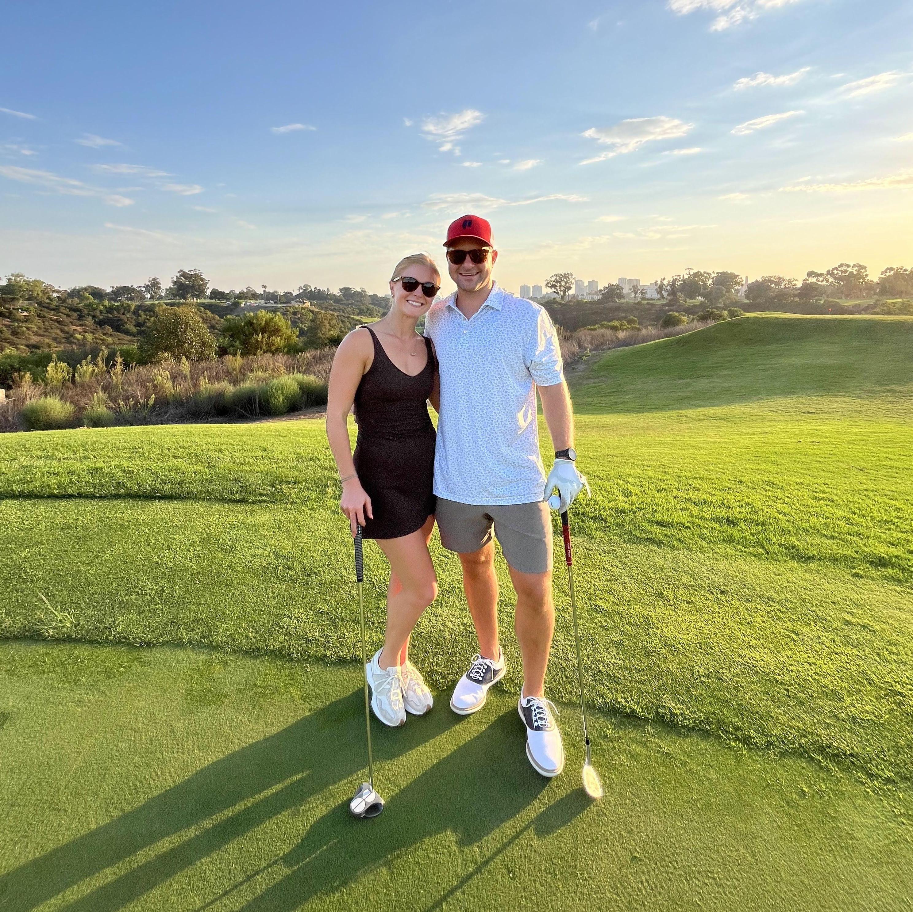 Ryan has many hobbies that Stacey now enjoys, golf included!