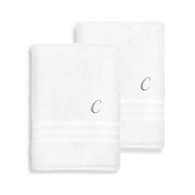 Linum Home Textiles Turkish Cotton Personalized 2 Piece Denzi Bath Towel Set, 54" x 27"
