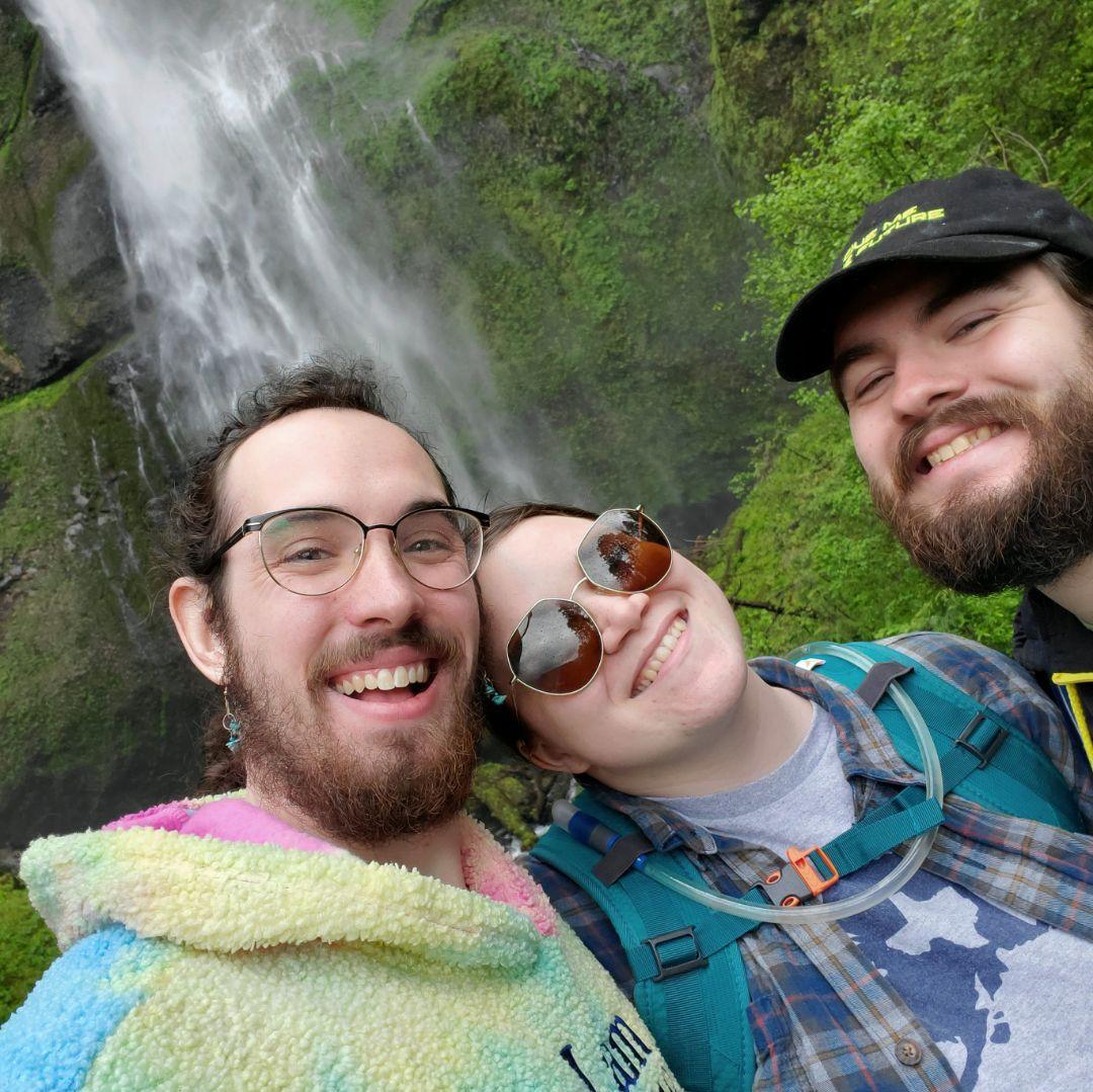 Hiking at Multnomah Falls with Sam and Alexis' dad.